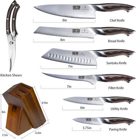 HOSHANHO 8-Piece Kitchen Knife Set, Japanese High Carbon Super Steel Knife Sets with Block, Professional Ultra Sharp Chef Knife Set with Scissors in Saudi Arabia