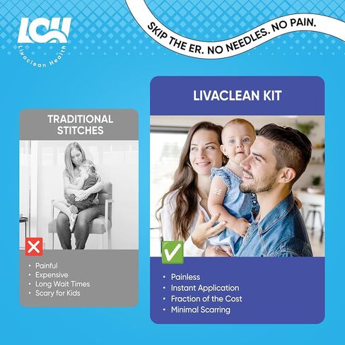 طقم شرائط إغلاق الجروح مكون من 43 قطعة - ضمادات الفراشة، نوعان من ضمادات الخياطة ذات السحاب، وسادات الشاش، ضمادات البولي يوريثان، مسحات الكحول والقطن - طقم إغلاق الجروح في حالات الطوارئ للجروح والتمزقات والسحجات in Kuwait