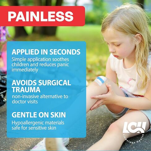 طقم شرائط إغلاق الجروح مكون من 43 قطعة - ضمادات الفراشة، نوعان من ضمادات الخياطة ذات السحاب، وسادات الشاش، ضمادات البولي يوريثان، مسحات الكحول والقطن - طقم إغلاق الجروح في حالات الطوارئ للجروح والتمزقات والسحجات in Kuwait