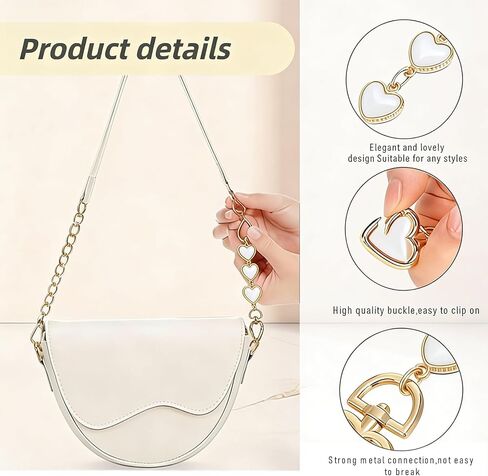 4pcs حقيبة موسعة سلسلة محفظة الذهب حزام الاستبدال crossbody لاكسسوارات حقيبة النساء ، حقائب اليد الفتاة سحر محفظة قابلة للتعديل تصنيع لوازم (لؤلؤة ، شريط القوس ، القلب ، القمر) in Saudi Arabia