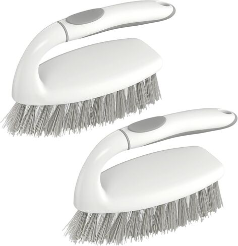 SetSail Heavy Duty Scrub Brush, Stiff Bristles Cleaning Brush with Non Slip Handle Shower Scrubber for Bathroom Kitchen Bathtub Tile Sink, 2 Pack(Grey White) in Saudi Arabia
