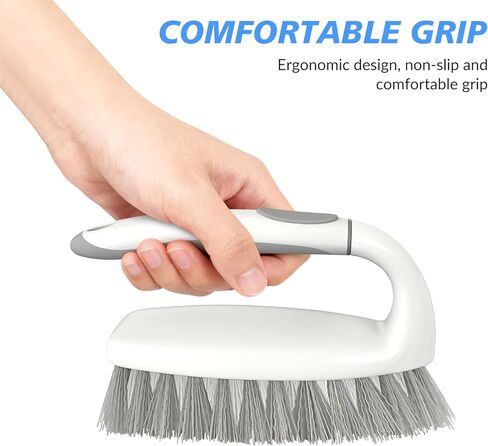 SetSail Heavy Duty Scrub Brush, Stiff Bristles Cleaning Brush with Non Slip Handle Shower Scrubber for Bathroom Kitchen Bathtub Tile Sink, 2 Pack(Grey White) in Saudi Arabia