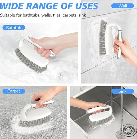 SetSail Heavy Duty Scrub Brush, Stiff Bristles Cleaning Brush with Non Slip Handle Shower Scrubber for Bathroom Kitchen Bathtub Tile Sink, 2 Pack(Grey White) in Saudi Arabia