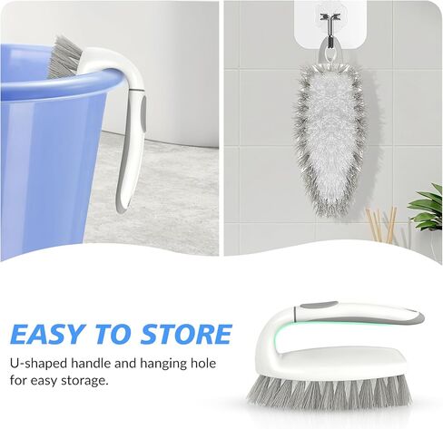 SetSail Heavy Duty Scrub Brush, Stiff Bristles Cleaning Brush with Non Slip Handle Shower Scrubber for Bathroom Kitchen Bathtub Tile Sink, 2 Pack(Grey White) in Saudi Arabia