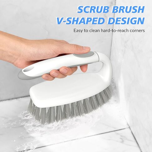 SetSail Heavy Duty Scrub Brush, Stiff Bristles Cleaning Brush with Non Slip Handle Shower Scrubber for Bathroom Kitchen Bathtub Tile Sink, 2 Pack(Grey White) in Saudi Arabia
