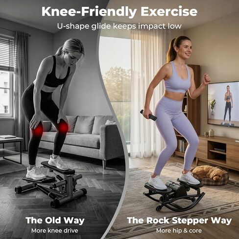 جهاز روك ستيبر، جهاز هزاز من الجانب إلى الجانب للتمرين في المنزل، جهاز ستيبر جانبي منخفض التأثير مع أشرطة مقاومة وشاشة LCD لتوازن تمرين الجسم بالكامل، جهاز اللياقة البدنية in Kuwait