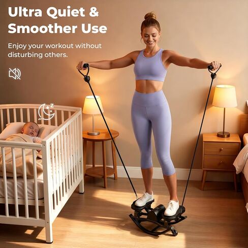 جهاز روك ستيبر، جهاز هزاز من الجانب إلى الجانب للتمرين في المنزل، جهاز ستيبر جانبي منخفض التأثير مع أشرطة مقاومة وشاشة LCD لتوازن تمرين الجسم بالكامل، جهاز اللياقة البدنية in Kuwait