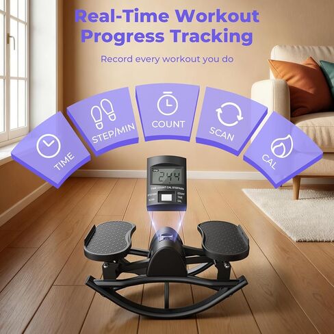 جهاز روك ستيبر، جهاز هزاز من الجانب إلى الجانب للتمرين في المنزل، جهاز ستيبر جانبي منخفض التأثير مع أشرطة مقاومة وشاشة LCD لتوازن تمرين الجسم بالكامل، جهاز اللياقة البدنية in Kuwait