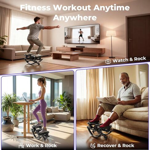 جهاز روك ستيبر، جهاز هزاز من الجانب إلى الجانب للتمرين في المنزل، جهاز ستيبر جانبي منخفض التأثير مع أشرطة مقاومة وشاشة LCD لتوازن تمرين الجسم بالكامل، جهاز اللياقة البدنية in Kuwait