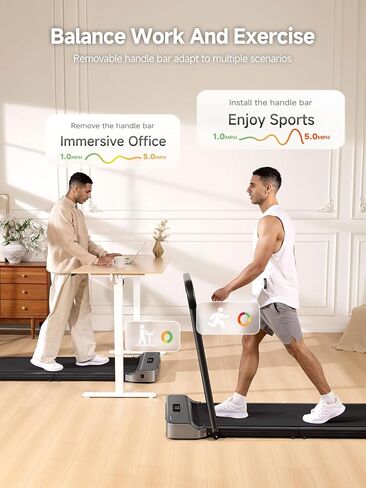 وسادة مشي قابلة للطي من WalkingPad مع شريط مقبض، جهاز مشي للمكتب المنزلي، جهاز مشي تحت المكتب مع تحكم متكيف في السرعة، تصميم مدمج للمساحات الصغيرة in Kuwait