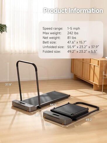 وسادة مشي قابلة للطي من WalkingPad مع شريط مقبض، جهاز مشي للمكتب المنزلي، جهاز مشي تحت المكتب مع تحكم متكيف في السرعة، تصميم مدمج للمساحات الصغيرة in Kuwait