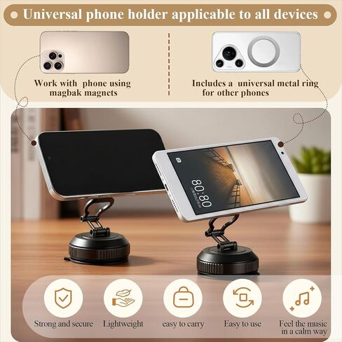 Relaxweex 2 Pcs Guitar Phone Holder and Guitar Head Phone Mount Set, Upgraded Vacuum Suction Cup, Valentine Gifts, Holder for Video Recording Online Teaching, Compatible with Phones 6.4-9.5 cm Wide in Saudi Arabia