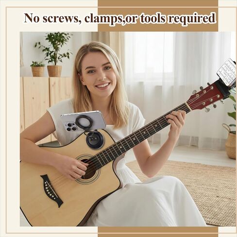 Relaxweex 2 Pcs Guitar Phone Holder and Guitar Head Phone Mount Set, Upgraded Vacuum Suction Cup, Valentine Gifts, Holder for Video Recording Online Teaching, Compatible with Phones 6.4-9.5 cm Wide in Saudi Arabia
