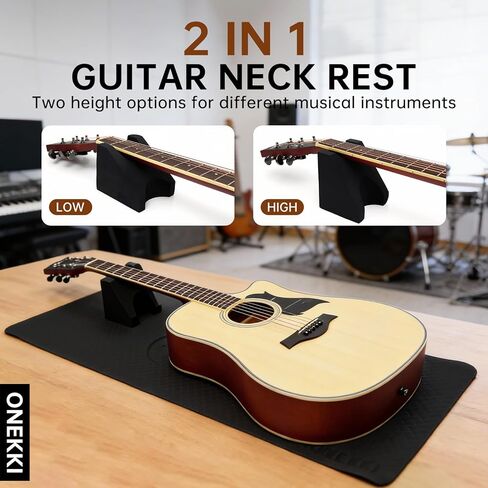 Guitar Neck Rest and Guitar Mat, Guitar Cleaning Kit with Two Heights Support, 40"x 17"Guitar Work Mat with 2-Pack Cleaning Cloth, Luthier Tools for Electric Guitar Bass Banjo Mandolin Ukulele in Saudi Arabia