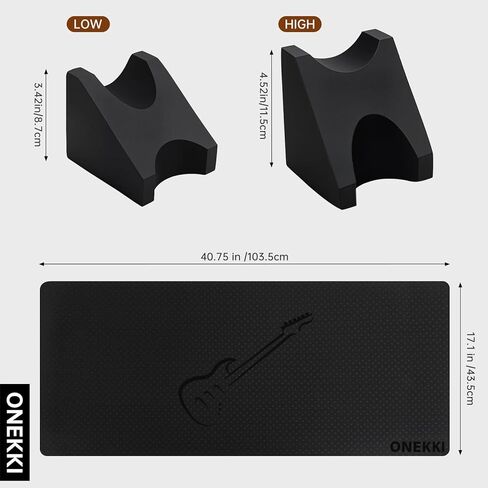 Guitar Neck Rest and Guitar Mat, Guitar Cleaning Kit with Two Heights Support, 40"x 17"Guitar Work Mat with 2-Pack Cleaning Cloth, Luthier Tools for Electric Guitar Bass Banjo Mandolin Ukulele in Saudi Arabia