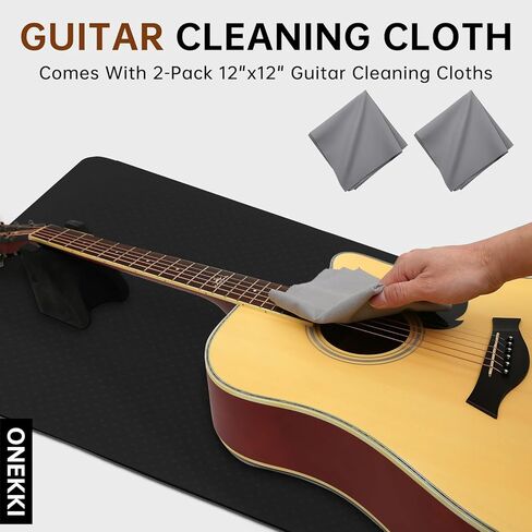 Guitar Neck Rest and Guitar Mat, Guitar Cleaning Kit with Two Heights Support, 40"x 17"Guitar Work Mat with 2-Pack Cleaning Cloth, Luthier Tools for Electric Guitar Bass Banjo Mandolin Ukulele in Saudi Arabia