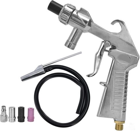 Industrial Pneumatic Sandblaster Gun Kit, Aluminum Iron Ceramic, Silver Black - Durable Multi Purpose Design, Rust Removal and Surface Refinishing Tool for Home and Workshop in Saudi Arabia
