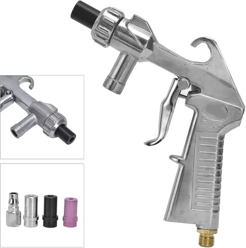 Industrial Pneumatic Sandblaster Gun Kit, Aluminum Iron Ceramic, Silver Black - Durable Multi Purpose Design, Rust Removal and Surface Refinishing Tool for Home and Workshop in Saudi Arabia