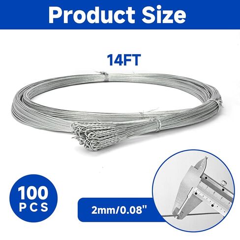 jxgzyy 100 Roll Bailing Wire 14 Gauge 14 ft Galvanized Steel Wire Single Loop Rope Bendable Baling Wire for Securing Packaging Cardboard Paper Textiles Plastics in Kuwait