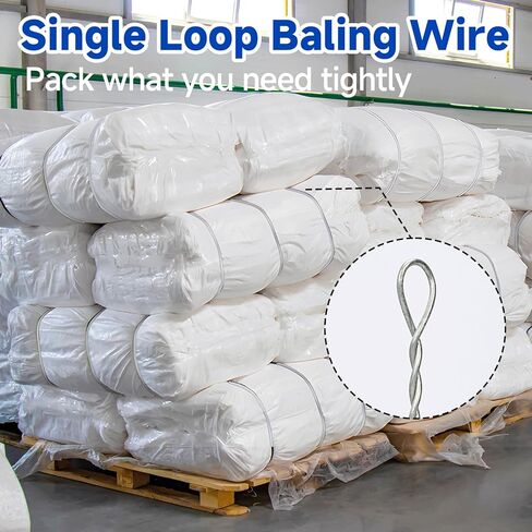 jxgzyy 100 Roll Bailing Wire 14 Gauge 14 ft Galvanized Steel Wire Single Loop Rope Bendable Baling Wire for Securing Packaging Cardboard Paper Textiles Plastics in Kuwait