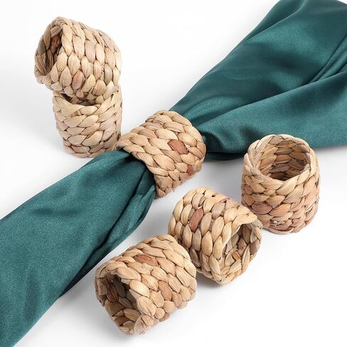 6 PCS Wicker Napkin Rings Wooden Napkin Rings Boho Napkins Ring Farmhouse Fall Water Hyacinth for Thanksgiving Christmas in Saudi Arabia