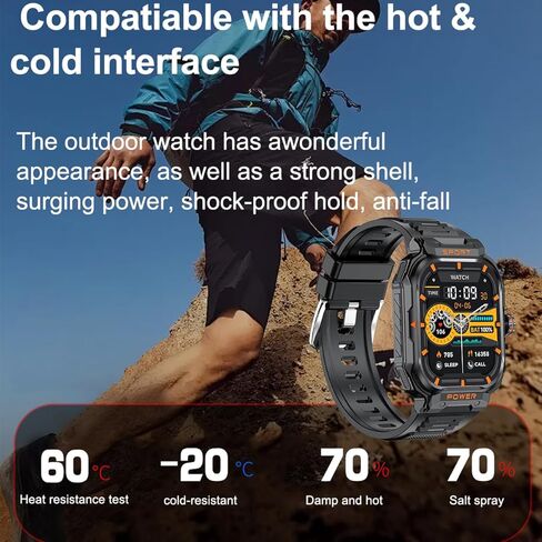 Military Smart Watch with Earbuds,iOS and Android Phones,Round 1.52 inch Full Touch Screen,Fitness Tracker,Answer/Make Call,Voice Recording,Sleep Monitor,Music Player in Saudi Arabia