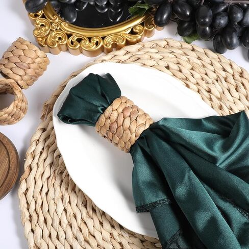 6 PCS Wicker Napkin Rings Wooden Napkin Rings Boho Napkins Ring Farmhouse Fall Water Hyacinth for Thanksgiving Christmas in Saudi Arabia