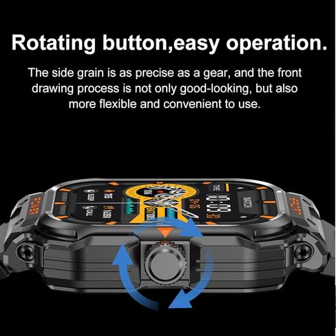 Military Smart Watch with Earbuds,iOS and Android Phones,Round 1.52 inch Full Touch Screen,Fitness Tracker,Answer/Make Call,Voice Recording,Sleep Monitor,Music Player in Saudi Arabia