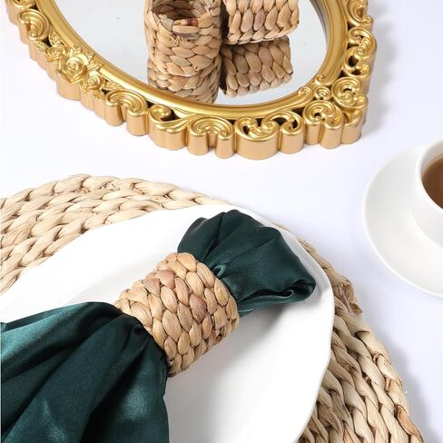 6 PCS Wicker Napkin Rings Wooden Napkin Rings Boho Napkins Ring Farmhouse Fall Water Hyacinth for Thanksgiving Christmas in Saudi Arabia