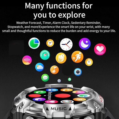 Smart Watch with Earbuds, for iOS Android Phone,3 in 1 Round Fitness Tracker, 1.52 Inch Full Touch Screen, Answer/Make Calls, for Men and Women, Sleep Monitor, Motion Long Standby, Music Player in Kuwait