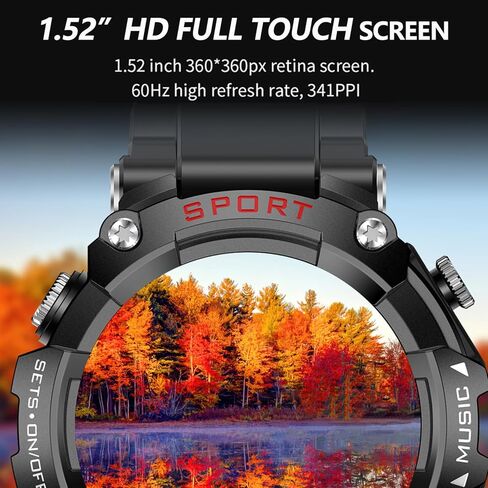 Smart Watch with Earbuds, for iOS Android Phone,3 in 1 Round Fitness Tracker, 1.52 Inch Full Touch Screen, Answer/Make Calls, for Men and Women, Sleep Monitor, Motion Long Standby, Music Player in Kuwait