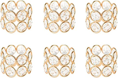 Crystal Metal Napkin Rings Set, Elegant Wedding/Party Table Decor, Shiny Holiday Dinner Accessories Bulk, Bridal Shower Gift, Anniversary, Christmas, Home Decor Essentials (Gold, 12-Pcs) in Saudi Arabia