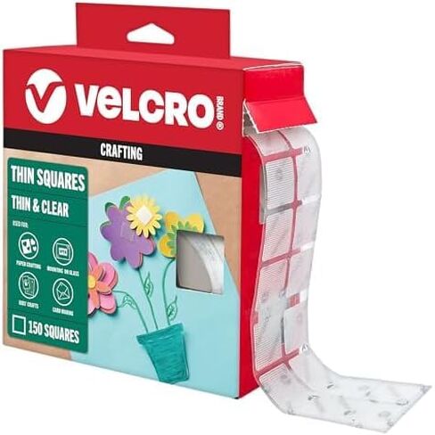 نقاط شفافة من علامة VELCRO مع مادة لاصقة، مربعة | 150 قطعة، مربعات التركيب | شريط مزدوج الجوانب للمكتب، والفصول الدراسية، ويجب أن يمتلكه المعلم | رفيع، منخفض المظهر، 7/8 بوصة in Kuwait