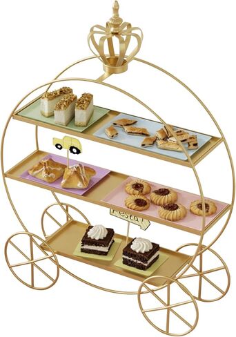 Crown Carriage Cake Stand, European-Style Crown Dessert Table Display Stand Tiered Serving Tray Pastry Ornaments for Wedding Birthday Parties Afternoon Tea in Kuwait