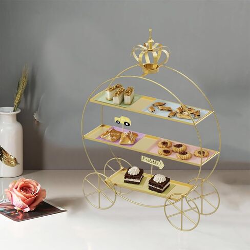 Crown Carriage Cake Stand, European-Style Crown Dessert Table Display Stand Tiered Serving Tray Pastry Ornaments for Wedding Birthday Parties Afternoon Tea in Kuwait