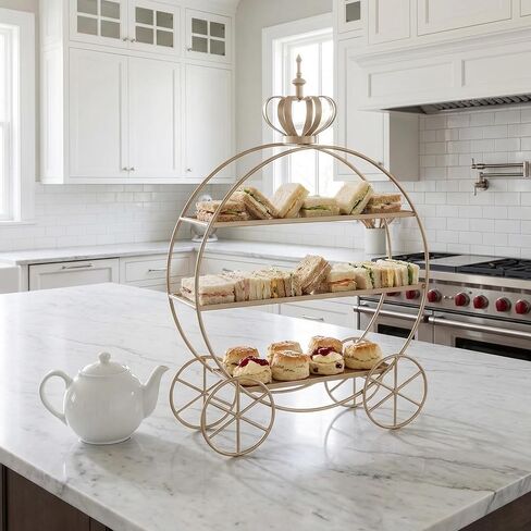 Crown Carriage Cake Stand, European-Style Crown Dessert Table Display Stand Tiered Serving Tray Pastry Ornaments for Wedding Birthday Parties Afternoon Tea in Kuwait