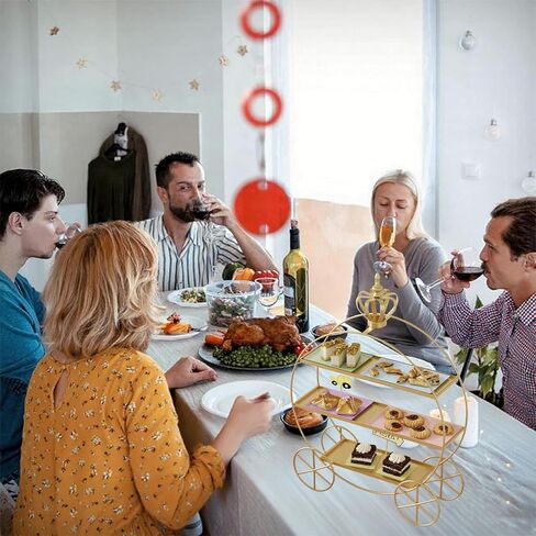 Crown Carriage Cake Stand, European-Style Crown Dessert Table Display Stand Tiered Serving Tray Pastry Ornaments for Wedding Birthday Parties Afternoon Tea in Kuwait