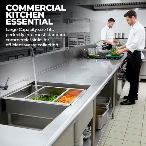 سلة الشطف المسبق بشرائح من الفولاذ المقاوم للصدأ | سلة خردة من الفولاذ المقاوم للصدأ عالية الجودة للمغاسل التجارية | 19 3/8 بوصة × 19 3/8 بوصة × 3.5 بوصة in Kuwait