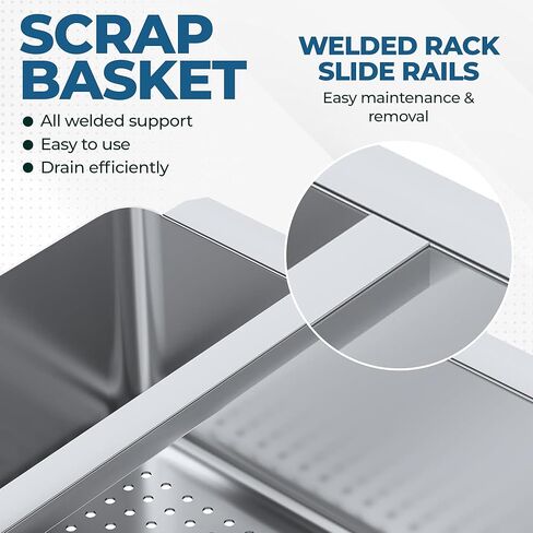 سلة الشطف المسبق بشرائح من الفولاذ المقاوم للصدأ | سلة خردة من الفولاذ المقاوم للصدأ عالية الجودة للمغاسل التجارية | 19 3/8 بوصة × 19 3/8 بوصة × 3.5 بوصة in Kuwait