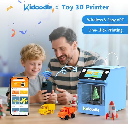 طابعة كيدودل ثلاثية الأبعاد للأطفال - طابعات ألعاب ثلاثية الأبعاد، مكتبة ألعاب ضخمة تحديث أسبوعي، واي فاي والتحكم في التطبيقات، سرعة طباعة أسرع تصل إلى 600 مم/ثانية، طابعة صغيرة ثلاثية الأبعاد للأطفال، آمنة للأطفال، سهلة الاستخدام in Kuwait