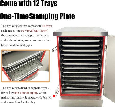 Commercial Electric Steaming Cabinet Intelligent Steamer Cabinet 12 Tray Commercial Electric Steamer Gas Multi-purpose Steam Warmer with 12 Trays for Cooking Food, 110V 12Kw in Kuwait
