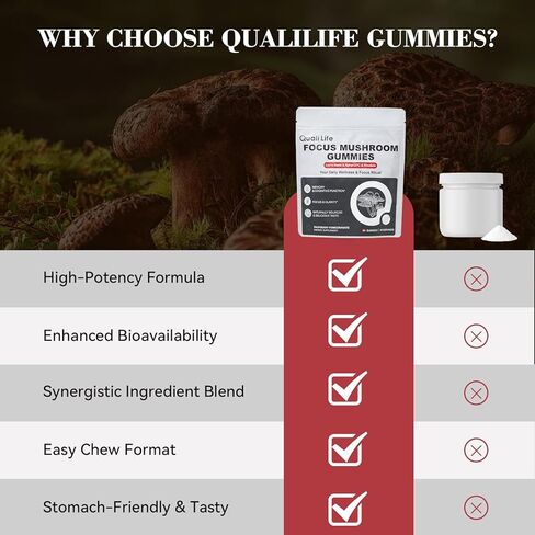 Mushroom Gummies with Lion’s Mane, Alpha-GPC & Rhodiola - 12 in 1 Mushroom Complex Supplement with Reishi, Cordyceps, Chaga & Turkey Tail – Brain Focus & Memory Support, 30 Servings in Saudi Arabia