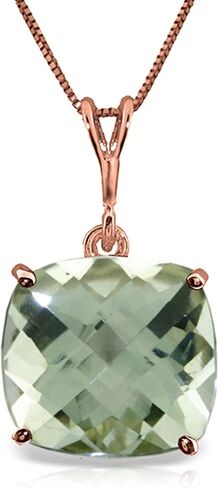 Galaxy Gold GG 14k Solid Gold Necklace 3.6ct Natural cushion Green Amethyst in Saudi Arabia