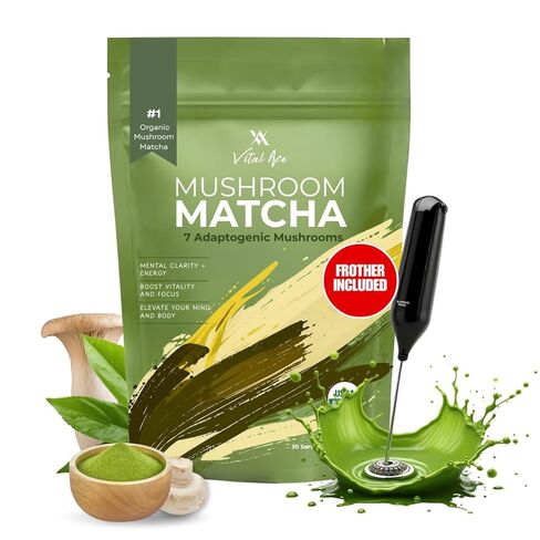 Mushroom Coffee with 7 Adaptogenic Mushroom | USDA Organic Enhanced Energy, Focus and Immunity with Cordyceps, Reishi, Shiitake, Lion's Mane & Turkey Tail | 30 Servings + Free FROTHER in Saudi Arabia