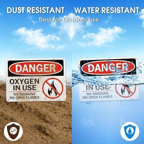 T&R Oxygen In Use Sign No Smoking No Open Flames Sign - 2 Pack - 10 x 7 Inches Rust Free .040 Aluminum Reflective - UV Protected, Waterproof, Weatherproof and Fade Resistant - 4 Pre-drilled Holes in Saudi Arabia