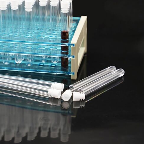 50pcs Plastic Test Tubes, 16x100mm Clear Test Tube with Caps for Lab, Storage, Plants, Beads, Party in Kuwait