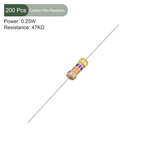 YOKIVE 200 PCS Carbon Film Resistors, 1/4W 47K Ohm 5% Tolerances Resistor, Good for DIY Electronic Projects (4 Color Band, 1.77x0.09-Inch) in Kuwait
