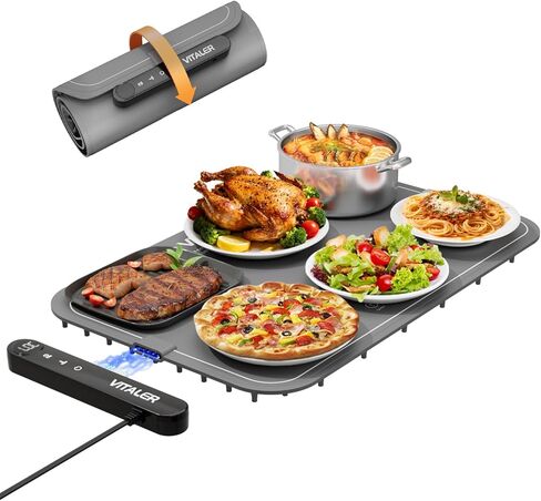 Warming Mat for Food, (XXL 35"x16") Electric Warming Trays, Upgrade Graphene Fast Full-Surface Heating Mat for Food with 6 Level Temp, 6 Hours Timer, Food Warmer Pad with Heat-Insulating Mat in Saudi Arabia