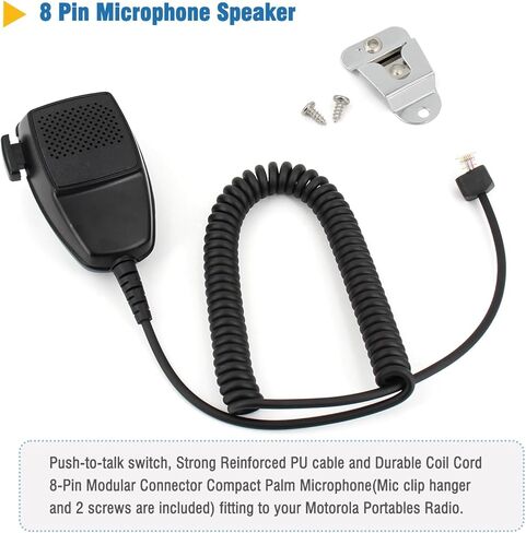 HMN3596A PMMN4090 8-Pin RJ45 Connector Handheld Speaker Mic Compatible with Motorola CM200 CM300 CDM1550 CDM750 CDM1250 PM400 GM300 GM338 GM950 M1225 XPR2500 Radio with Mic Hanger in Saudi Arabia