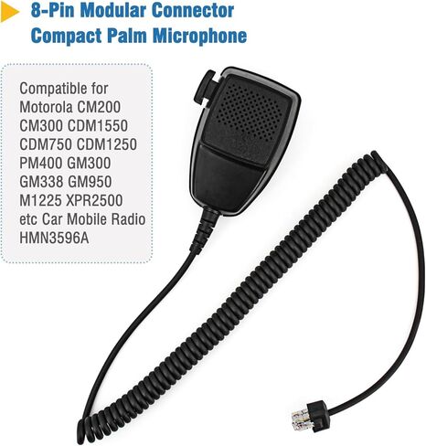 HMN3596A PMMN4090 8-Pin RJ45 Connector Handheld Speaker Mic Compatible with Motorola CM200 CM300 CDM1550 CDM750 CDM1250 PM400 GM300 GM338 GM950 M1225 XPR2500 Radio with Mic Hanger in Saudi Arabia